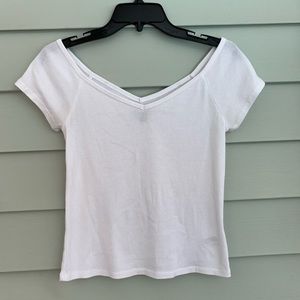 wild fable white basic tee off the shoulder size s